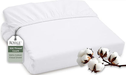 ROYALE LINENS 300 Thread Count 100% Long Staple Combed Cotton Fitted Sheet Twin by ROYALELINENS
