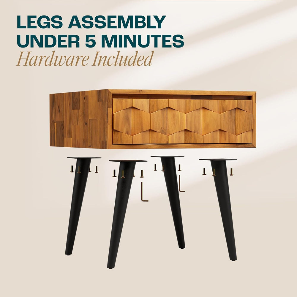Bme Georgina Solid Wood Mid-Century Modern Side Table with Drawer – Fully Ass...
