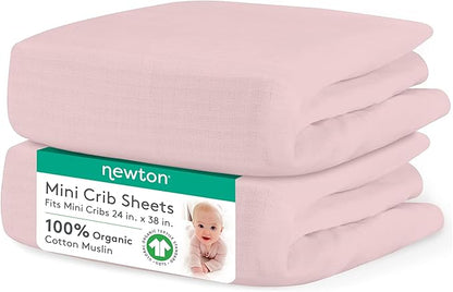 Newton Baby Fitted Mini Crib Sheets | Organic Muslin Cotton, Breathable & Soft by newton