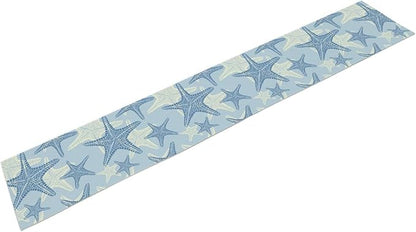 Coastal Starfish Kitchen Table Runner Nautical Beach Seaside Ocean Blue Gray - Image 2