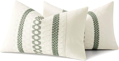 MIULEE Set of 2 Sage Green Boho Decorative Lumbar Pillow Covers 12x24 Inch - Image 11