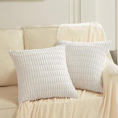 Fancy Homi 4 Packs Pure White Decorative Throw Pillow Covers 18x18 Inch - Image 6