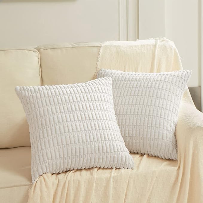 Fancy Homi 4 Packs Pure White Decorative Throw Pillow Covers 20x20 Inch - Image 6
