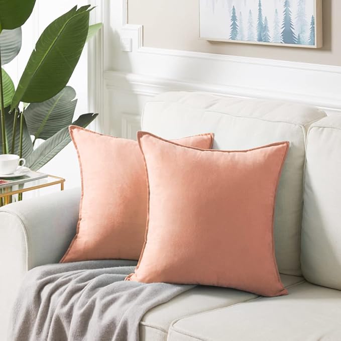 Fancy Homi Peach 26x26 Pillow Covers Set of 2, Euro Pillow Sham 26x26, Super - Image 6