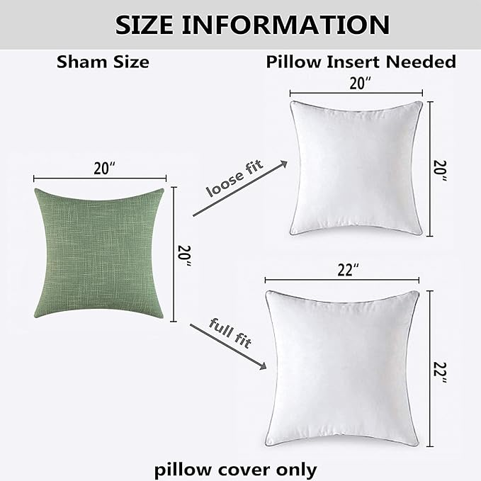 Kevin Textile Set of 2 Sage Green Pillow Covers 20 x 20 Inch Spring Farmhouse - Image 6