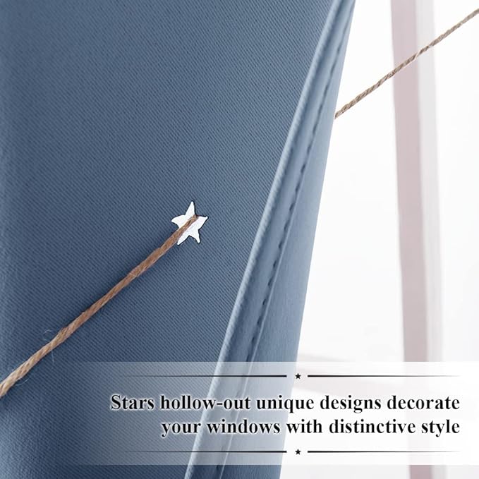 NICETOWN Kids Curtains for Boy's Bedroom, Laser Cutting Star Galaxy Curtains - Image 7