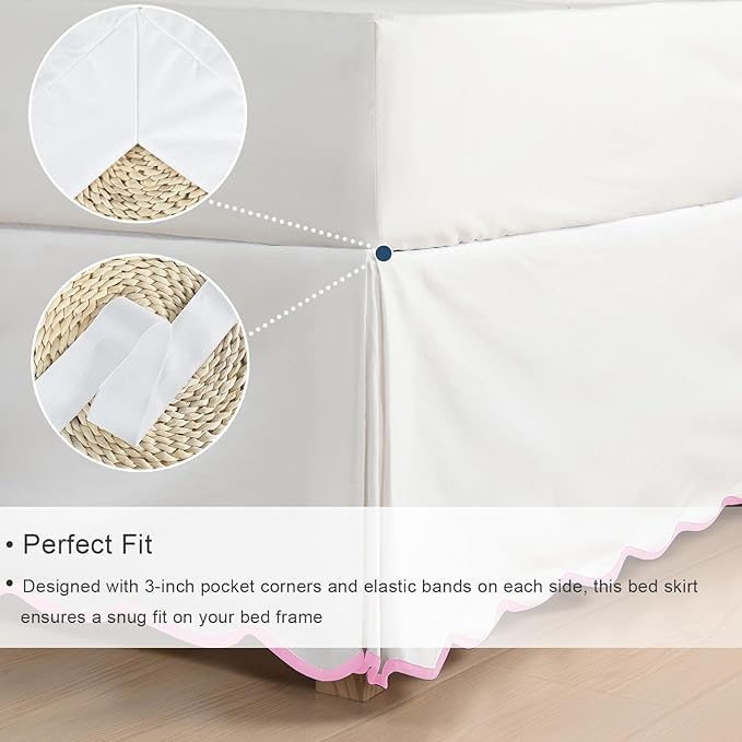 HIG Off-White Chic Twin XL Bed Skirt - Image 3