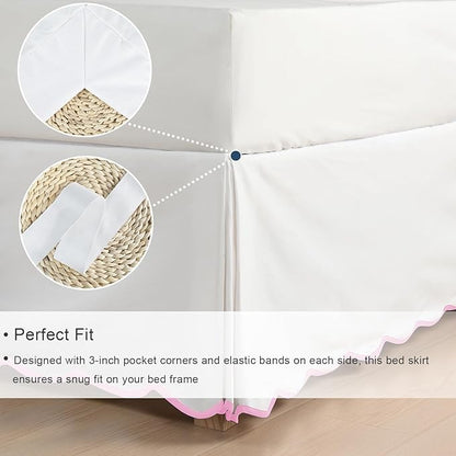 HIG Off-White Chic Queen Bed Skirt - Image 5