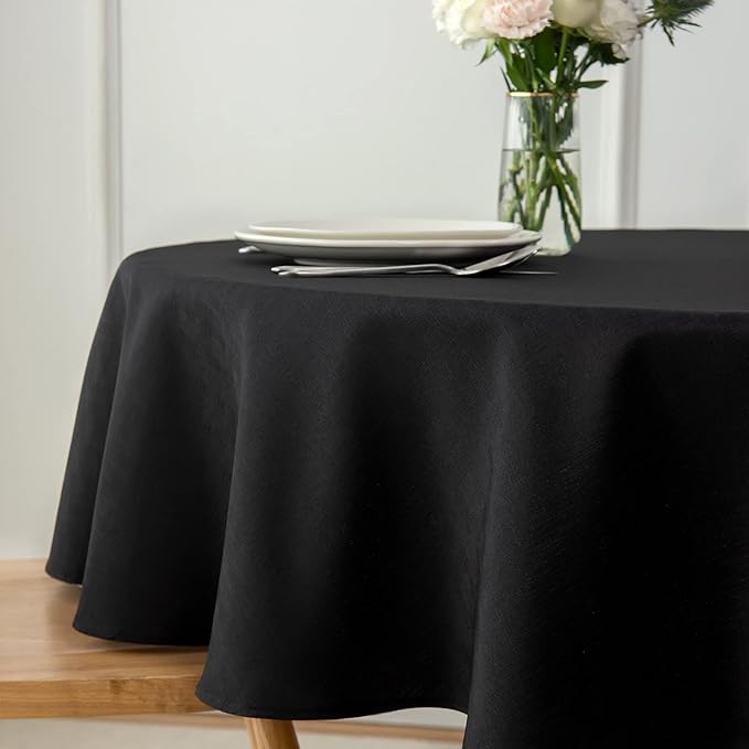 maxmill Round Linen Looking Textured Tablecloth Spill-Proof Wrinkle Free Soft - Image 4