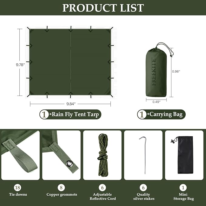 Camping Tarp Tent Portable Multifunctional Bushcraft Backpacking Tear-Resistant - Image 2