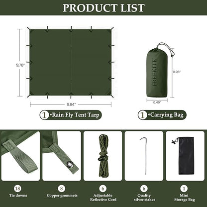 Camping Tarp Tent Portable Multifunctional Bushcraft Backpacking Tear-Resistant - Image 2
