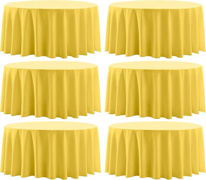 Round Tablecloth 120 Inch 6 Pack Yellow Tablecloths Washable Decorative Linen by AOCOZHomeLifeMuseum