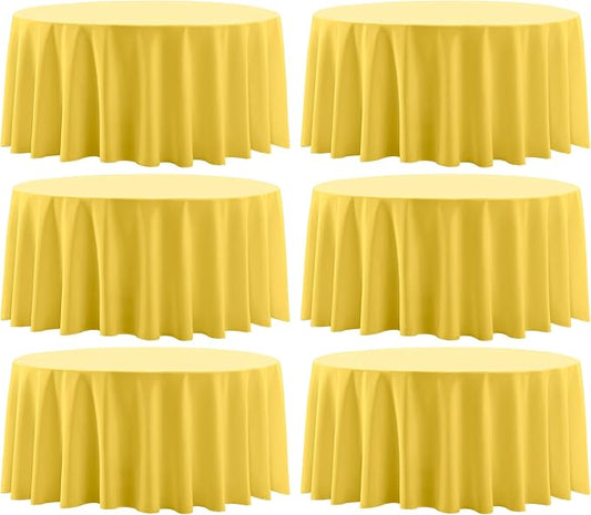 Round Tablecloth 6 Pack 90 Inch Yellow Tablecloths Washable Decorative Linen by AOCOZHomeLifeMuseum