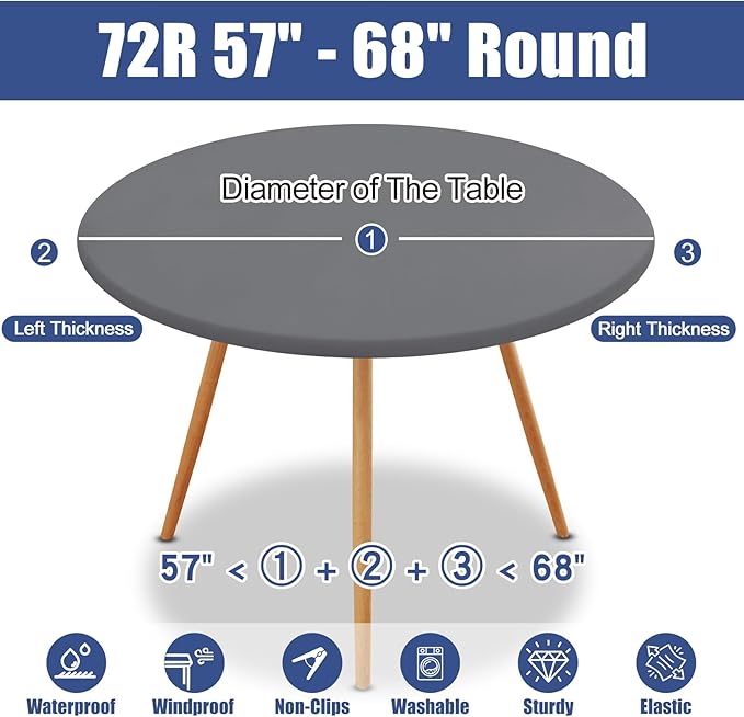 Round Spandex Tablecloth, Elastic Fitted Waterproof Tablecloths - Image 8