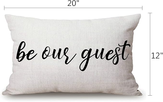 Solekla Be Our Guest Cotton Linen Decorative Throw Pillow Case Cushion Cover - Image 2