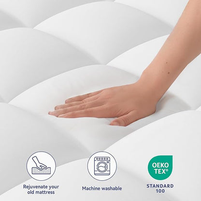 ELEMUSE Queen Mattress Topper for Back Pain, Extra Thick Mattress Pad Cover - Image 3
