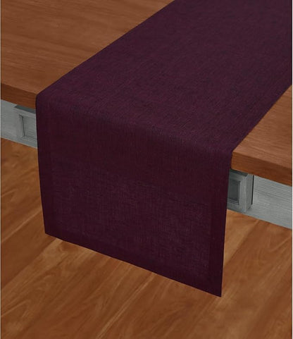 Solino Home Linen Chambray Burgundy Table Runner 132 Inches Long by SolinoHome