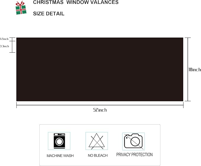 2 Panels Christmas Black Curtain Valances - Image 2