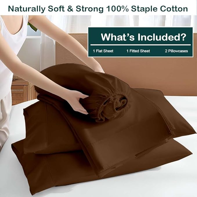NON Sticky cotton Queen Size Sleeper Sofa Sheets, 4 Piece Egyptian Cotton Bed - Image 3