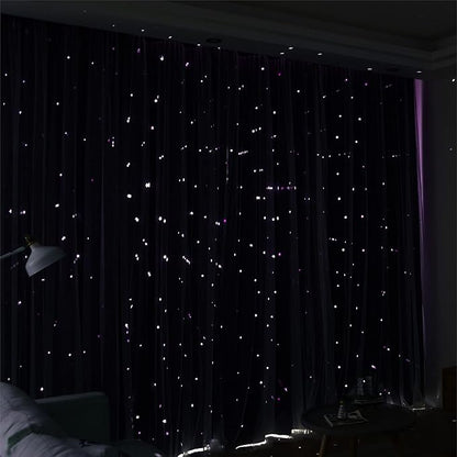 Kinryb Decorative Star Cut-Out Blackout Curtains Sheer Curtain Grommet 2 Layer - Image 5
