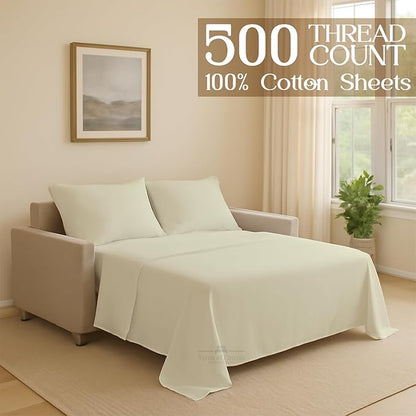 Sleeper Sofa 4 Piece Bed Sheet Set Premium Quality 100% Cotton 500 Thread Count - Image 2
