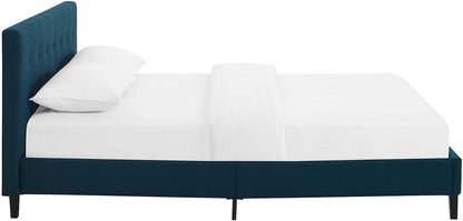 modway linnea upholstered azure full platform bed with showing dimensions