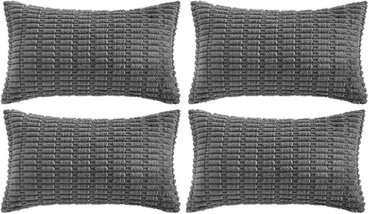 Fancy Homi 4 Packs Dark Grey Decorative Throw Pillow Covers 12x24 Inch by Fancy+Homi