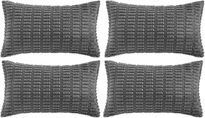 Fancy Homi 4 Packs Dark Grey Decorative Throw Pillow Covers 14x24 Inch by Fancy+Homi