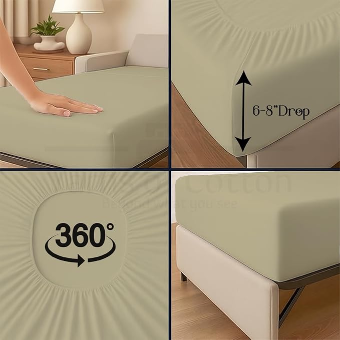 Sleeper Sofa 4 Piece Bed Sheet Set Premium Quality 100% Cotton 500 Thread Count - Image 9