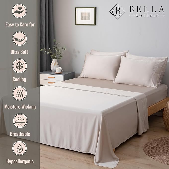 Bella Coterie 6 Piece Luxury Bamboo Viscose Queen Size Sheet Set | 100% - Image 2