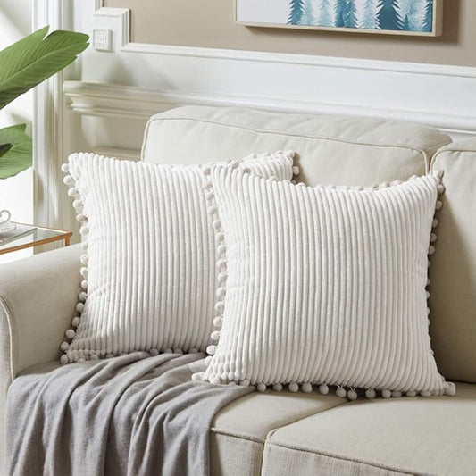 Fancy Homi 24x24 Pillow Covers, Super Soft Corduroy Square Solid Cushion Cover by Fancy+Homi
