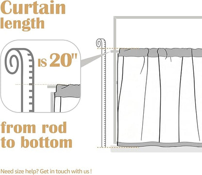 jinchan Kitchen Curtains Linen Tier Curtains 20 Inch Farmhouse Cafe Style - Image 9