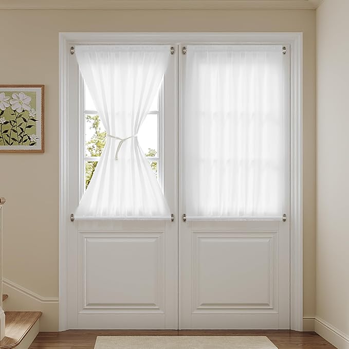 Anmao Non-See-Through Valance Kitchen Curtains 24 Inch Length 2 Panels Set - Image 5