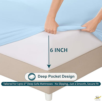 Luxury Queen Sleeper Sofa Bed Sheet Set, 100% Egyptian Cotton, 338 Thread Count - Image 4
