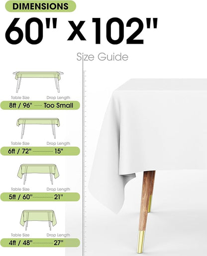 Pureegg Rectangle Table Cloth 60" x 102" – 8 Packs, Durable Polyester - Image 3