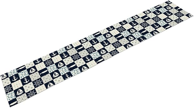 Navigation Patchwork Table Runner, Nautical Anchor Sailboat Rudder Graffiti - Image 7