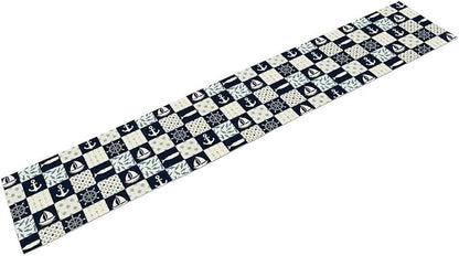 Navigation Patchwork Table Runner, Nautical Anchor Sailboat Rudder Graffiti - Image 7