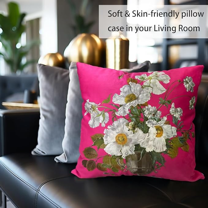 Elegant Velvet Floral Throw Pillow Cover Double Sides Handmake Flower - Image 3
