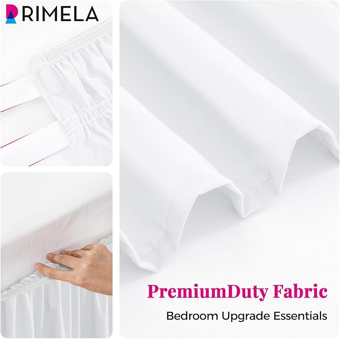 RIMELA Bed Skirt King Size Moon White 15 Inch Drop, Wrap Around Elastic Bedskirt - Image 5