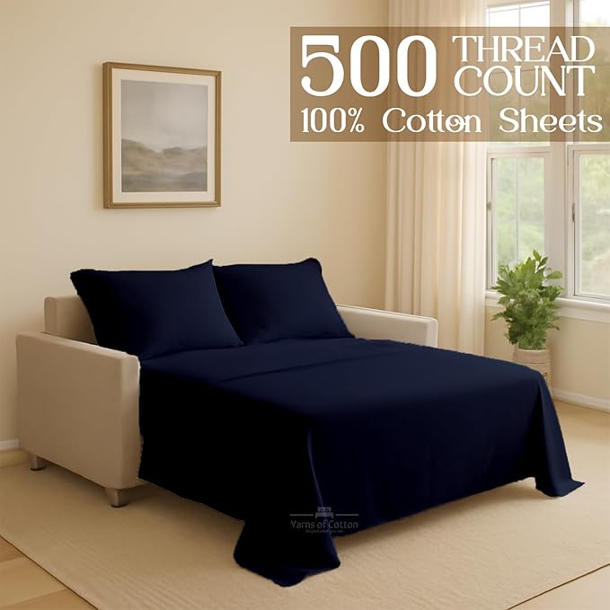 Sleeper Sofa 4 Piece Bed Sheet Set Premium Quality 100% Cotton 500 Thread Count - Image 2