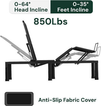 sunsgrove california king adjustable bed frame with wireless, close-up detail