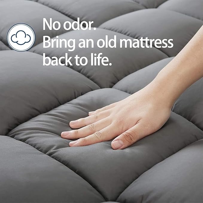Mattress Topper King for Back Pain, Extra Thick Mattress Pad Cover, Plush - Image 4