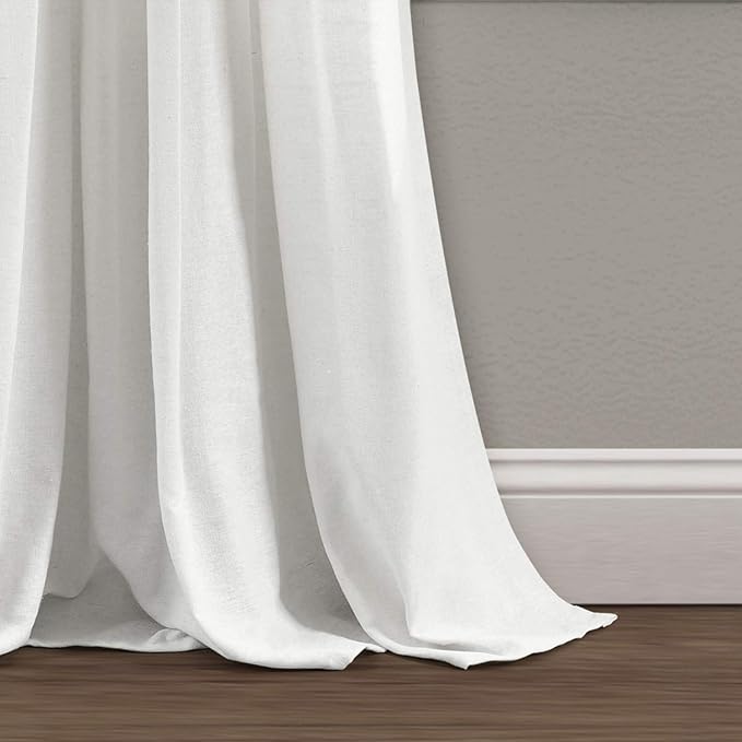Lush Decor Linen Button Window Curtain Panel, Dark Gray & Off White - Image 4