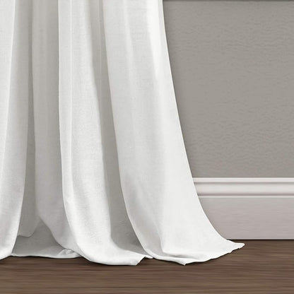 Lush Decor Linen Button Window Curtain Panel, Dark Gray & Off White - Image 4