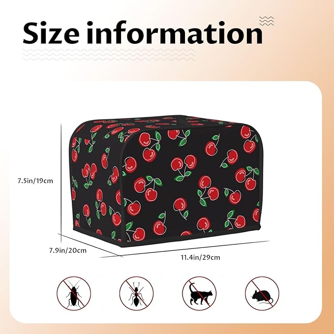 Red Black Cherry 2 Slice Toaster Cover, Waterproof Toaster Dust Cover Bread - Image 6