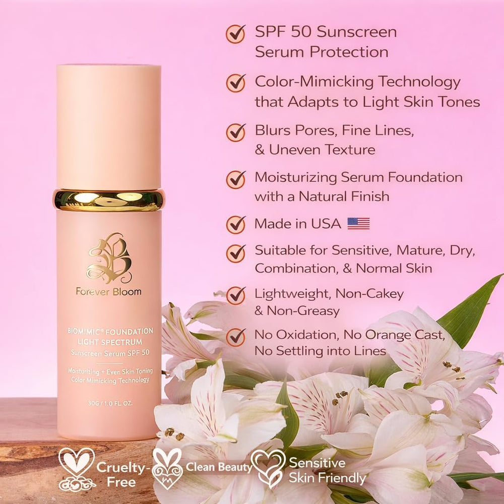 Forever Bloom Biomimic 4-in-1 Color Changing Foundation SPF 50, Light