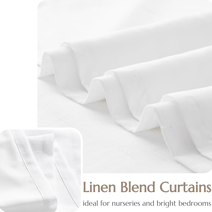 jinchan White Linen Blend Curtains - Image 2
