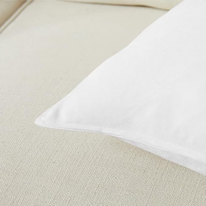 Fancy Homi Set of 2 Pure White Lumbar Decorative Throw Pillow Covers 12x20 Inch - Image 3