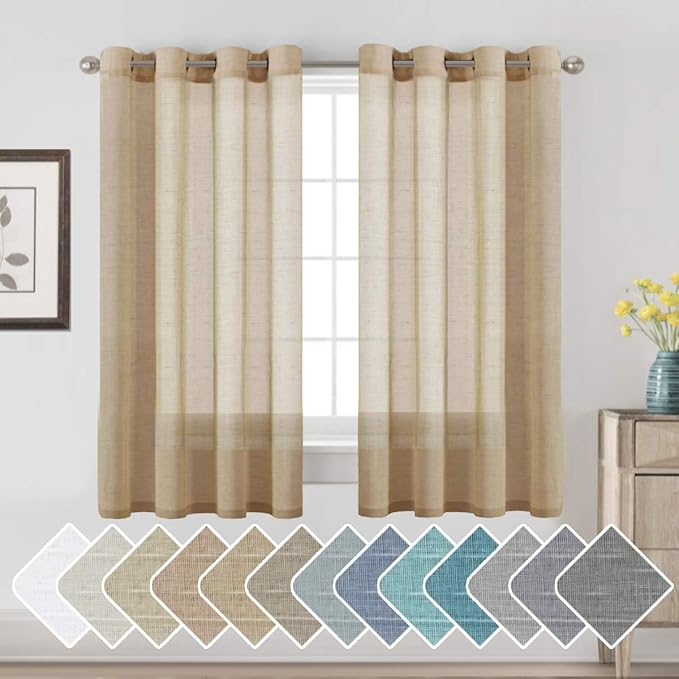 H.VERSAILTEX Linen Curtains Nickel Grommet Natural Linen Semi-Sheer Curtains 2 by HVERSAILTEX