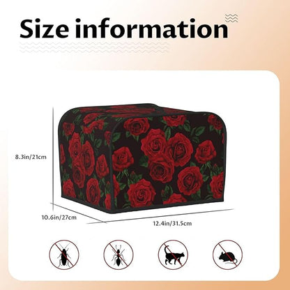 Red Black Rose Flower 4 Slice Toaster Cover, Waterproof Toaster Dust Cover - Image 6